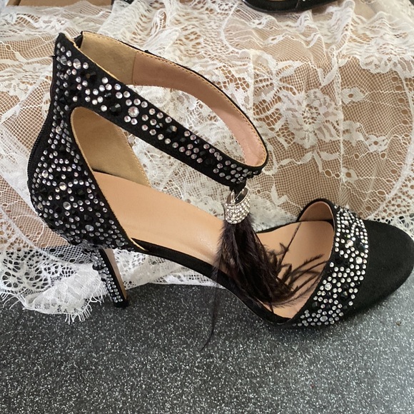 Wedding Dress Party & Evening Stiletto Heel Pearl Tassel Black Color Size 12 - Picture 2 of 16